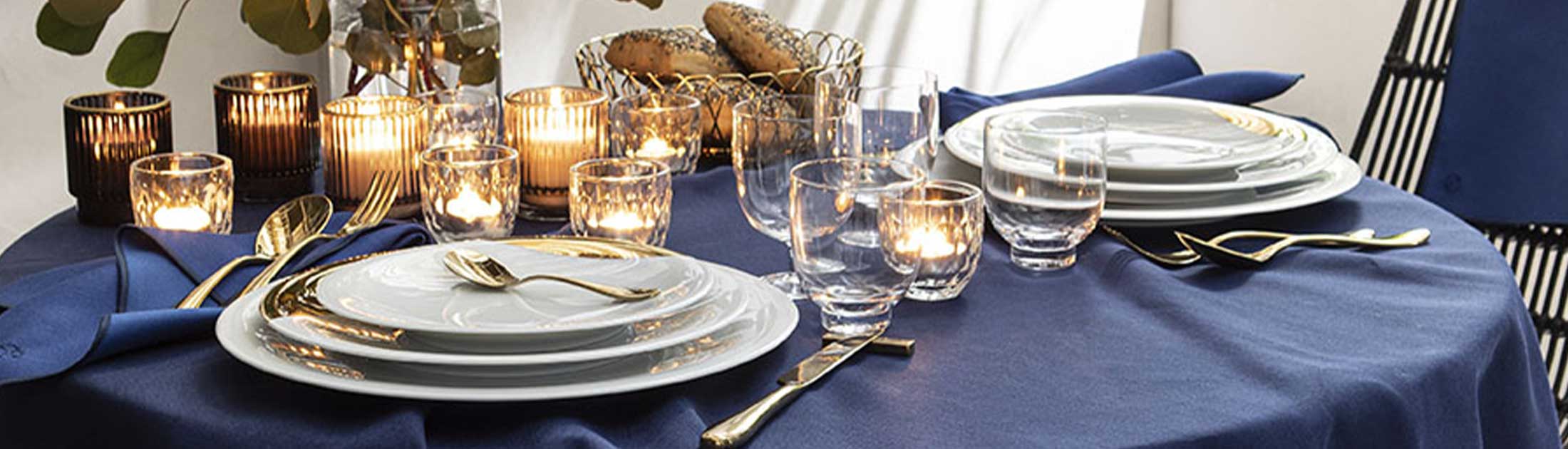 NUANCES COTON & LIN NIGHT BLUE Set of 4 rectangular napkings 50 x 40 cm
