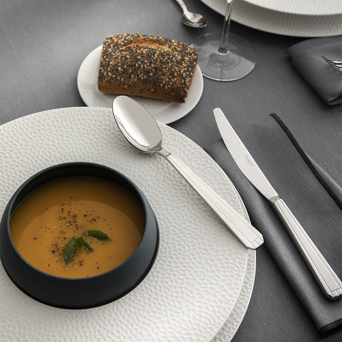 NUANCES COTON & LIN DEGRENNE GREY Rectangular tablecloth 180 x 250 cm