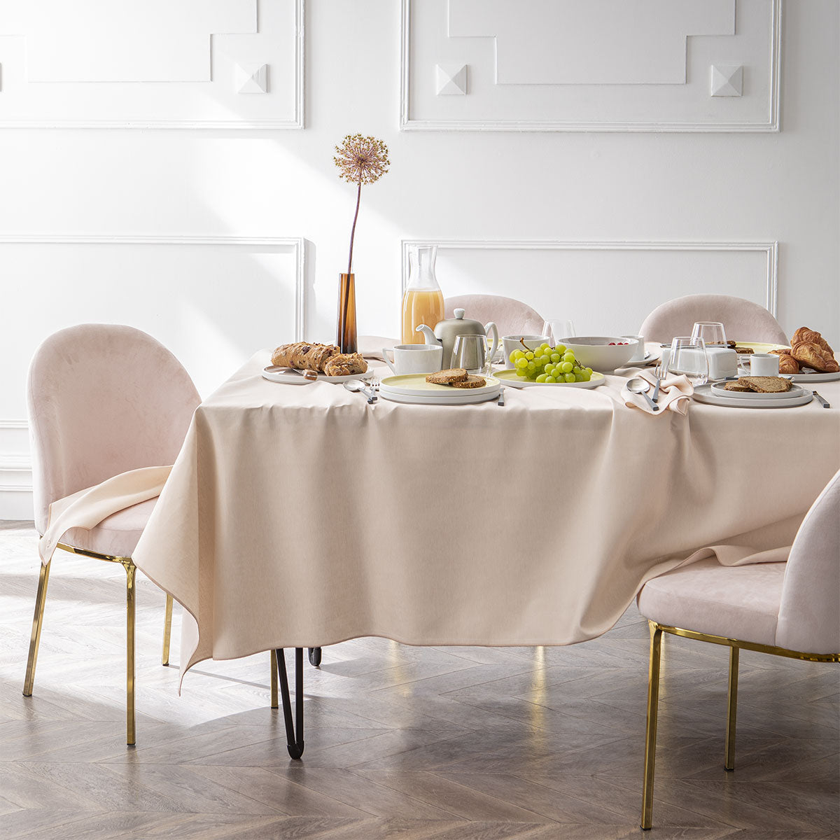 NUANCES COTON & LIN BROWN Rectangular tablecloth 180 x 250 cm