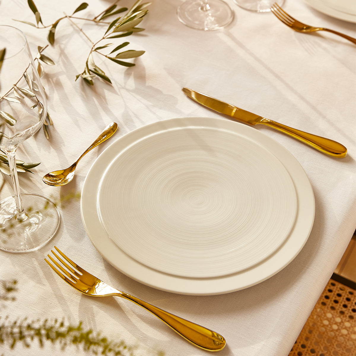 NUANCES COTON & LIN WHITE Square tablecloth 180 x 180 cm